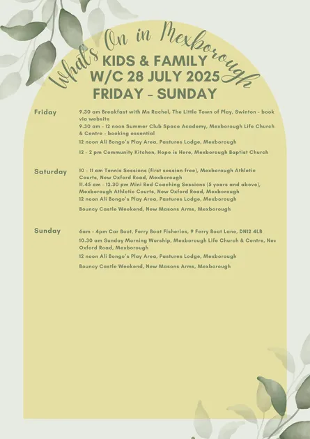 What's On in Mexborough: Kids & Family W/C 28 July 2025